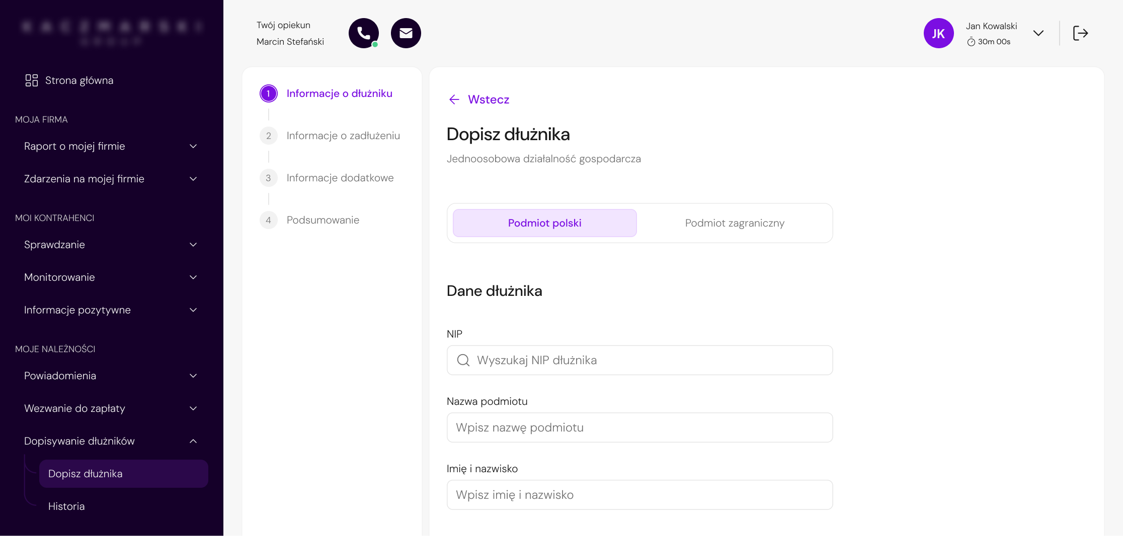 Debtor registration process — redesign